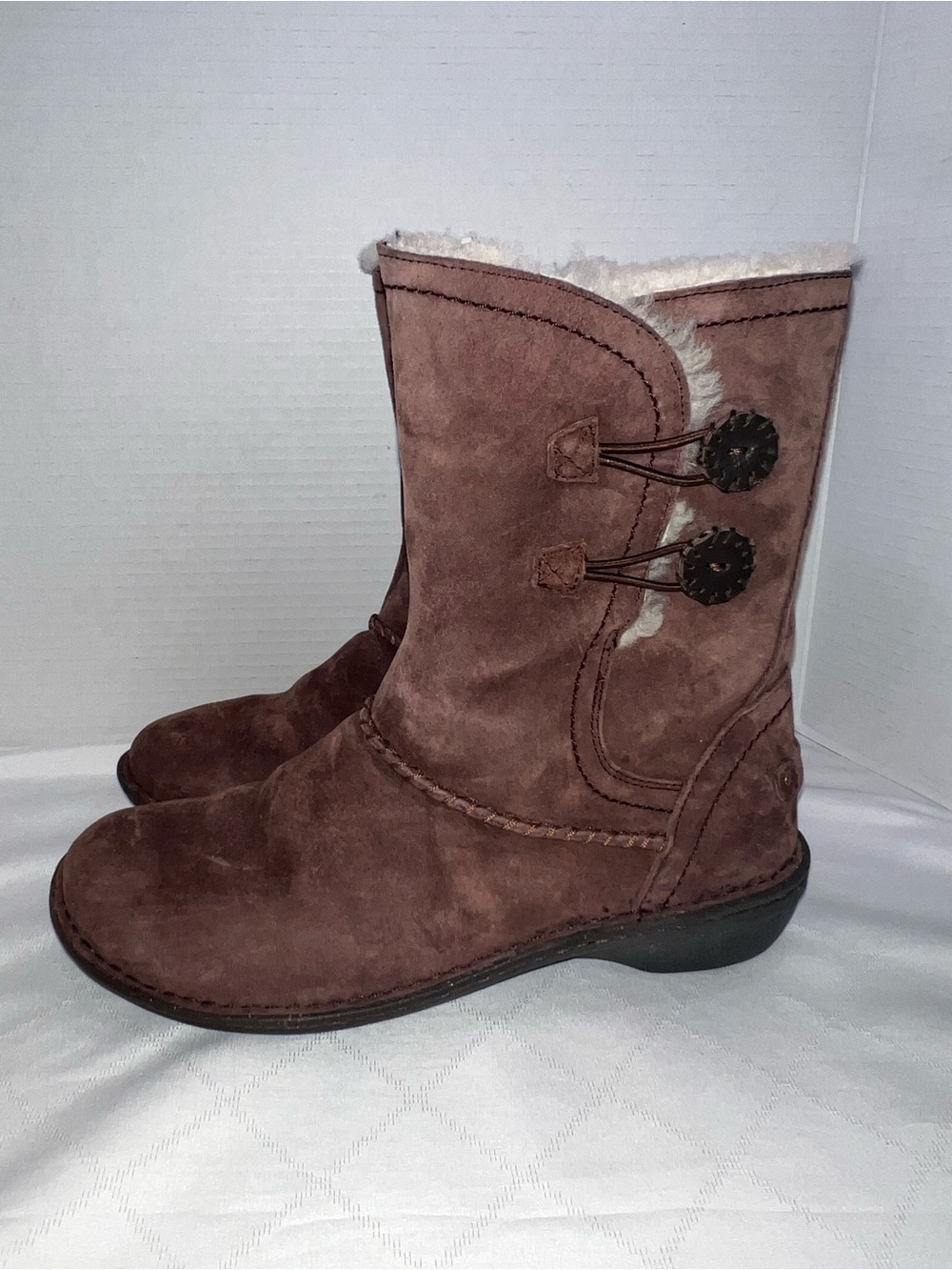 🔥🔥🔥 UGG Boots Womens Kimbra Brown Suede Sheepskin Mid Calf 1004742 Size 10